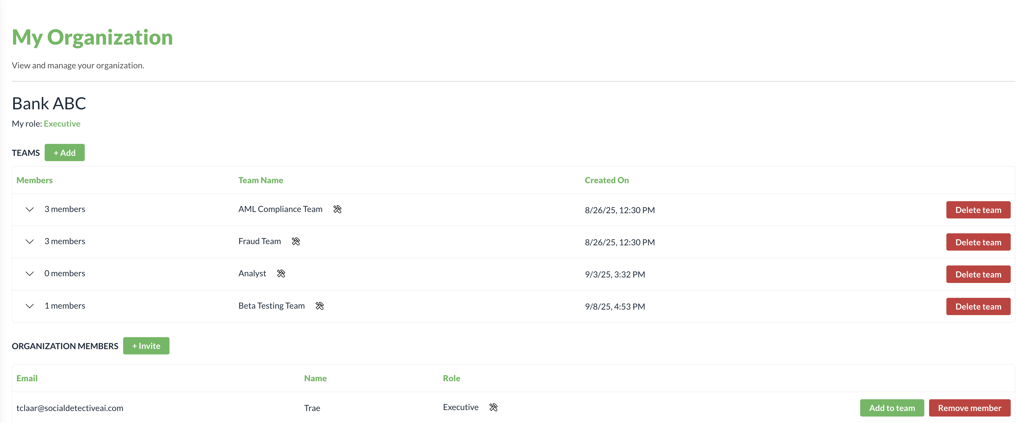 Organization Page Screenshot